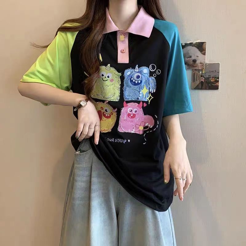 JZ (139-194专属）PoLoT恤裙2024女新款韩版宽松中长款上衣