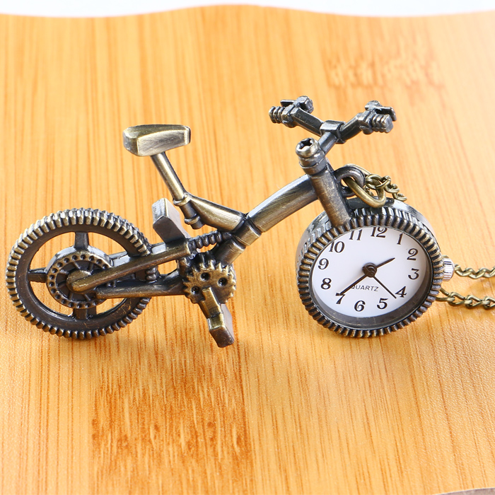 自行车钥匙扣怀表创意模型工艺品复古办公桌摆件表学生考试用手表