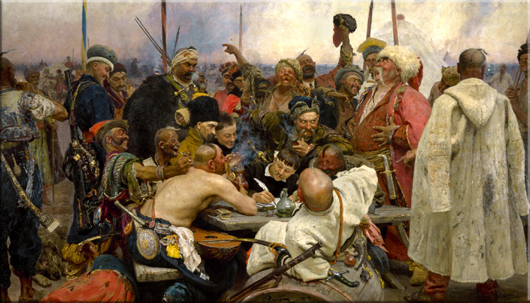 扎波罗热的哥萨克回复奥斯曼苏丹的来信 Repin列宾 装饰画 俄罗斯