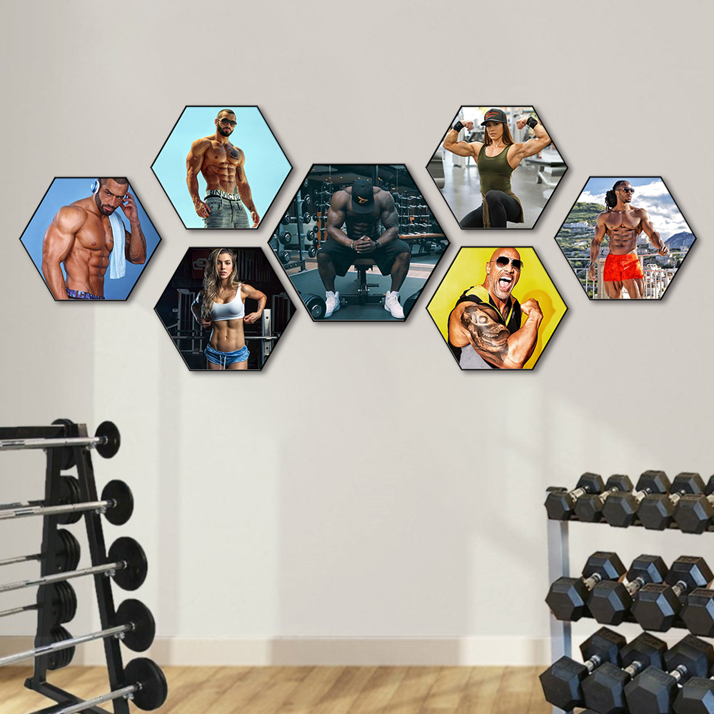 健身房挂画减肥励志私教工作室背景壁画有框美女肌肉照片墙装饰画
