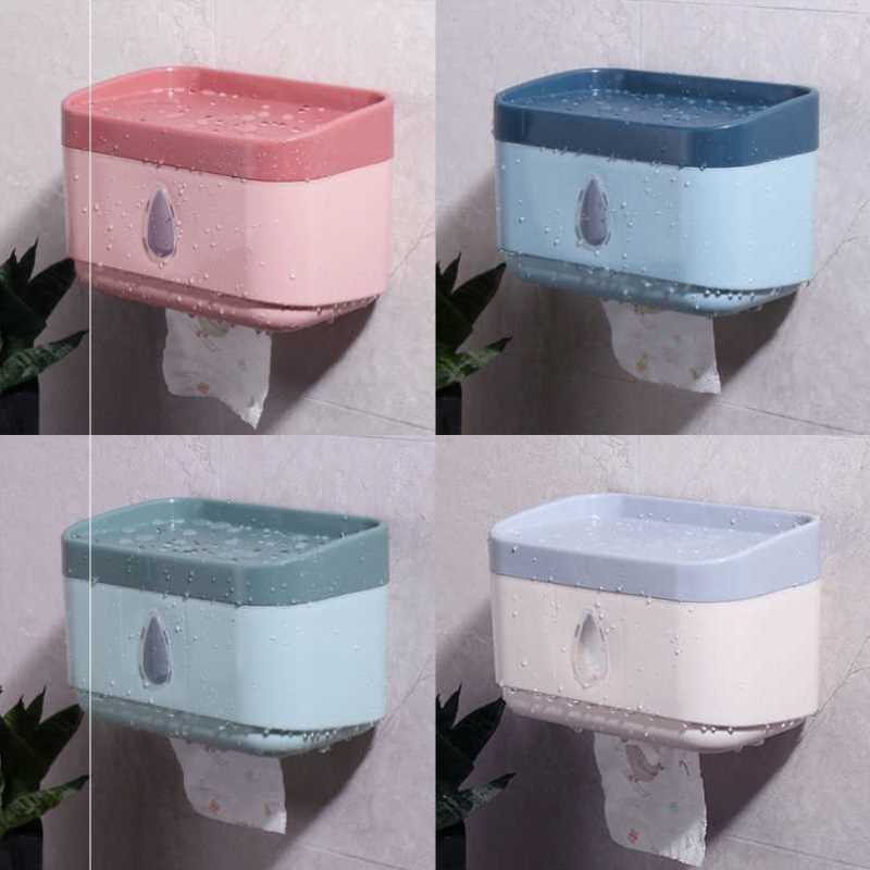 卫生间厕纸垃圾桶创意免打孔防水防潮防尘壁挂式厕纸盒收纳桶家用