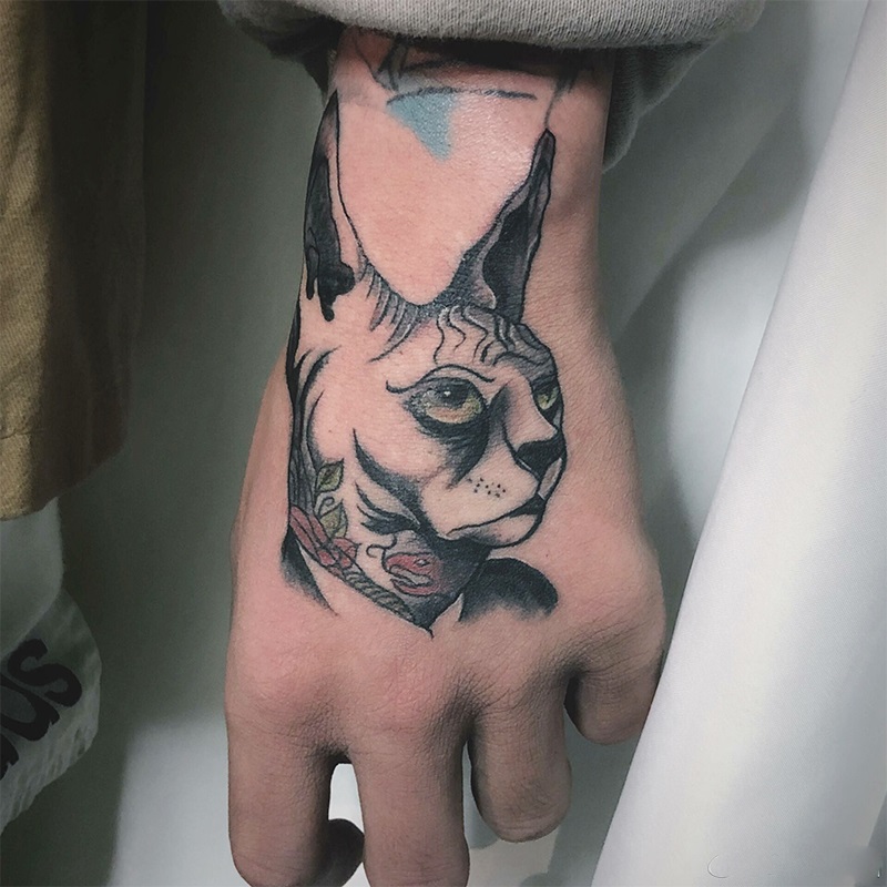 【一份2张】斯克芬斯猫咪图案手背手上纹身贴防水男持久女ins风纸