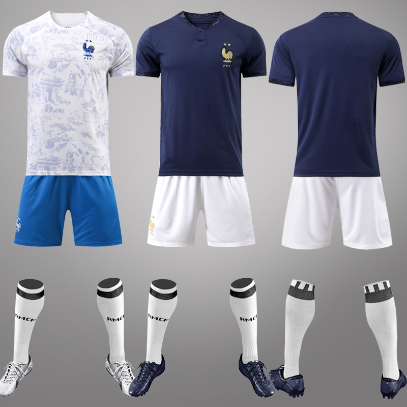 2022世界杯法国队球衣姆巴佩格里兹曼主客场队服成人儿童足球服