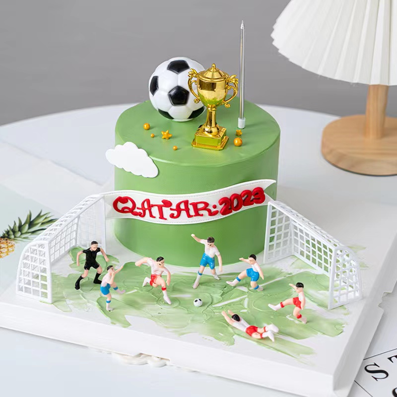 世界杯足球男孩蛋糕装饰摆件套装足球小子球鞋球衣主题生日插件