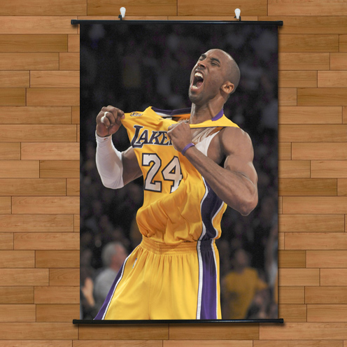 科比NBA湖人队球星进球狂野霸气海报挂轴画有框画酒吧卧室装饰画