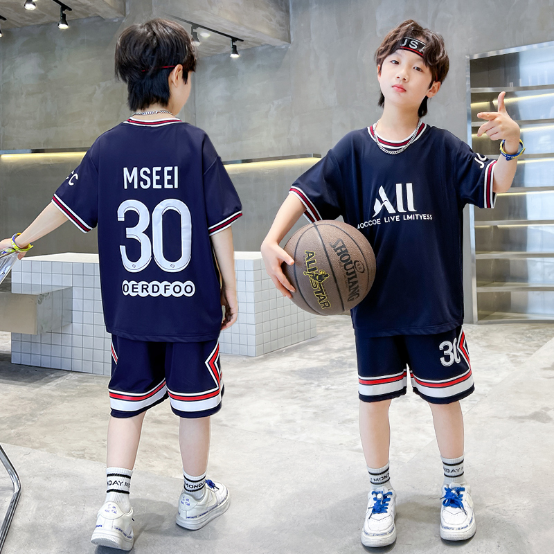 儿童装男童夏装套装新款夏季篮球服中大童男孩库里30号运动套球衣