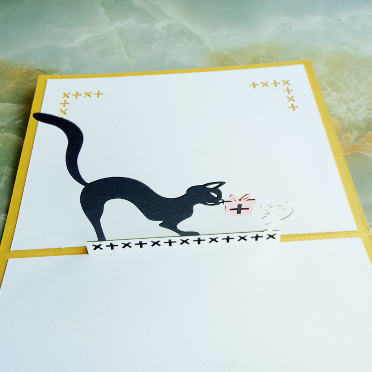 贺卡3d立体贺卡 猫和老鼠 韩国创意纯手工diy镂空纸雕卡片