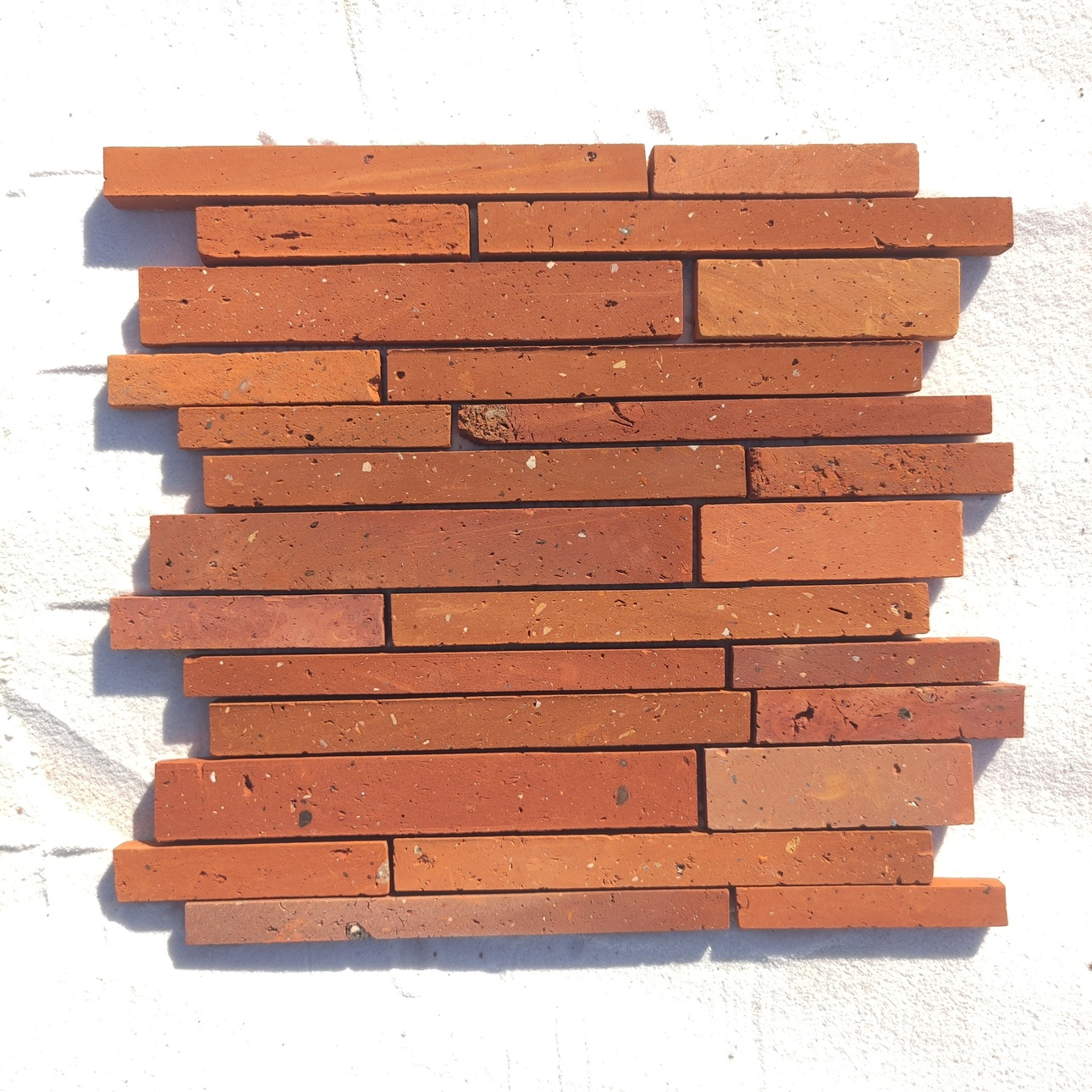 红砖长短条马赛克石材六角马赛克文化仿古砖老红砖真砖切割而成