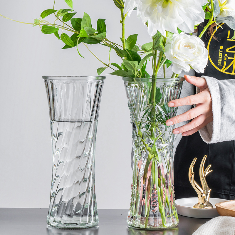 玻璃花瓶透明水养富贵竹百合花客厅插花摆件水竹子专用水培特大号