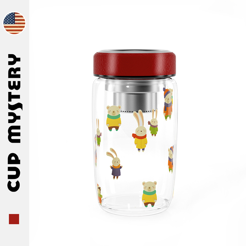美国cup mystery水杯进口卡通可爱动物办公室泡茶高硼硅玻璃杯子