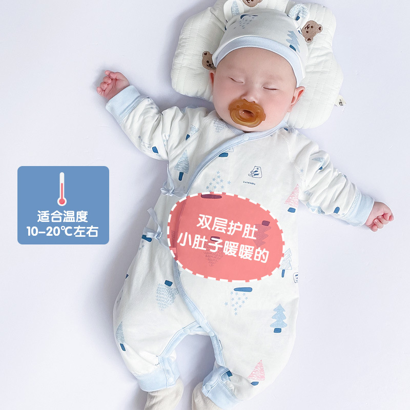 新生婴儿儿衣服春秋款外穿刚刚出生的宝宝初早春薄棉外出中厚夹棉