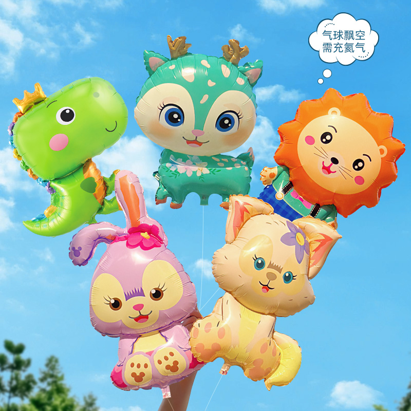 六一儿童节动物造型飘空铝膜气球儿童宝宝婴儿绑腿充氦气卡通玩具