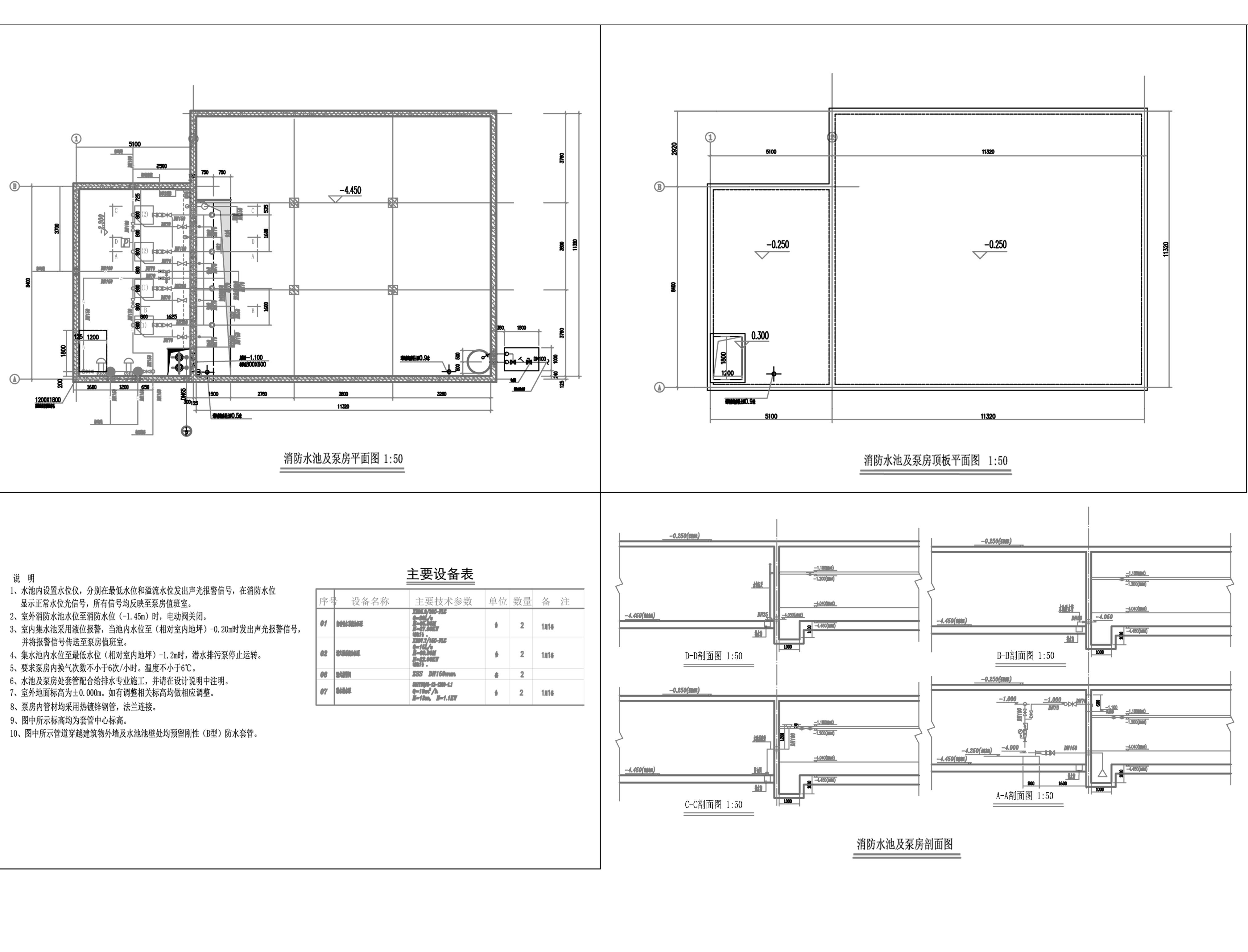 消防水池水泵房结构设计 节点大样图 设计说明CAD施工图素材