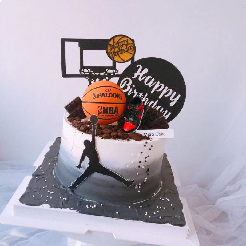 篮球蛋糕装饰生日摆件迷你aj篮球鞋主题男生男神生日派对插牌插件