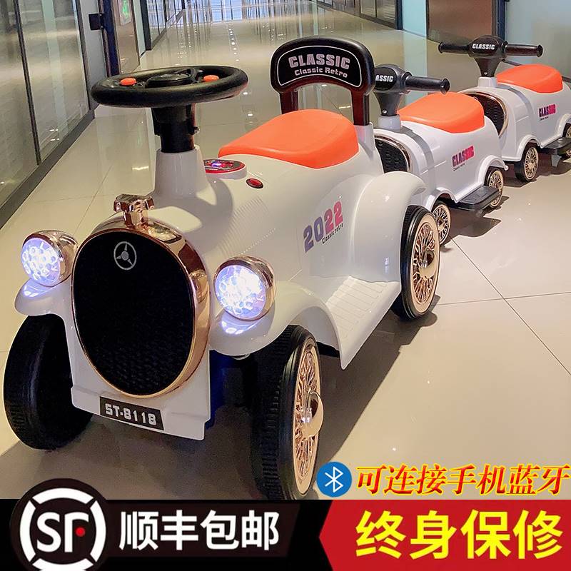 儿童电动小火车可坐人四轮遥控汽车男女孩双人宝宝大人卡通玩具车