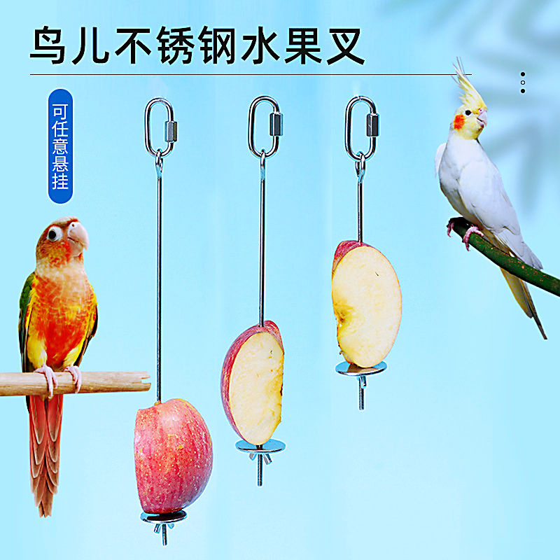 鸟用水果叉鹦鹉不锈钢水果架玄风牡丹果蔬架鸟笼用品用具配件大全