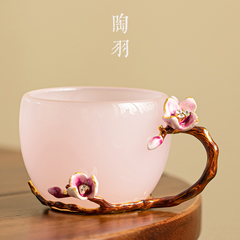 琉璃杯古法琉璃手把杯手工制作咖啡杯创意花茶杯家用办公送礼茶