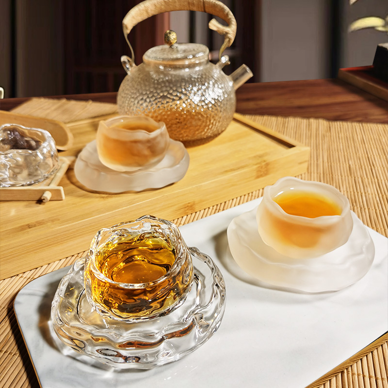 中式手工玻璃小茶杯家用透明个人杯子功夫茶具茶盏主人杯品茗杯女