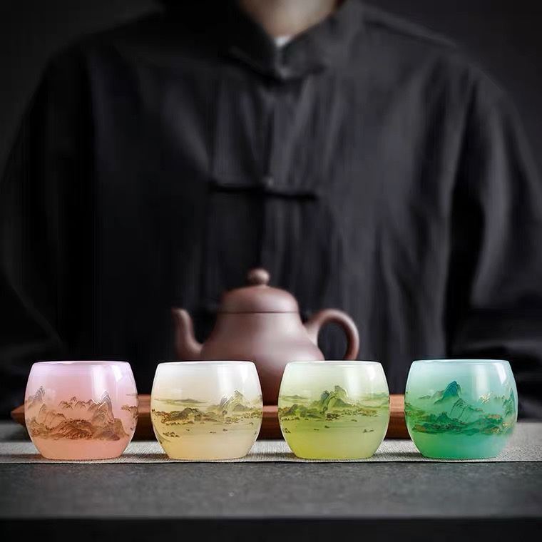心经主人杯琉璃玉瓷个人专用茶杯建盏品茗杯功夫茶具千里江山杯子