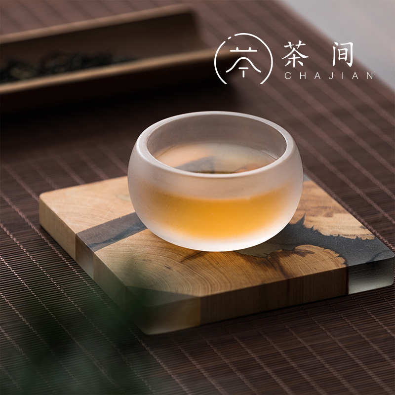 茶间｜玻璃小茶杯功夫茶具主人杯品茗杯琉璃杯子单个日式初雪茶盏