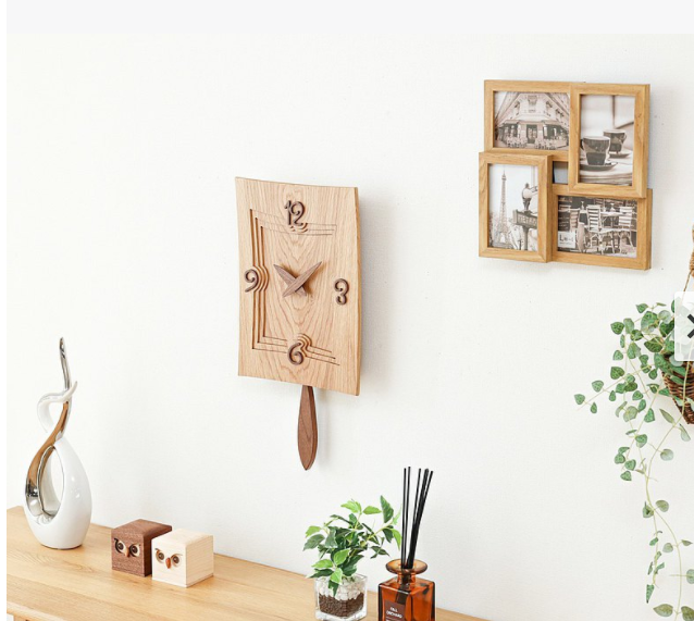 钟摆时钟日本制美学作家款创意 实木曲线设计手工灯