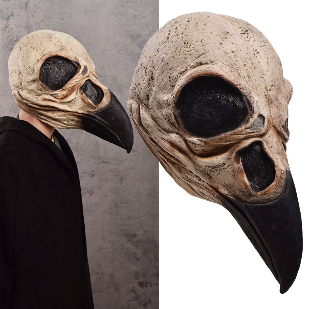 瘟疫医生头套万圣节赛博朋克乌鸦面罩中世纪鬼屋恐怖道具鸟嘴面具