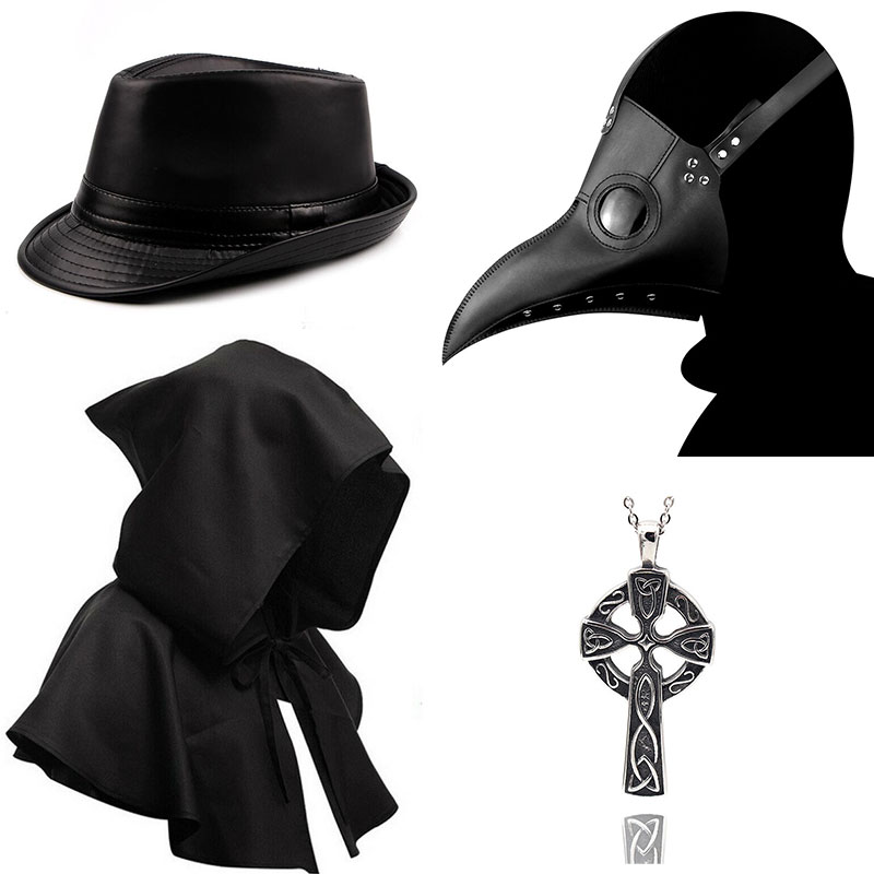 万圣节蒸汽朋克中世纪瘟疫医生cosplay鸟嘴面具服装派对演出道具