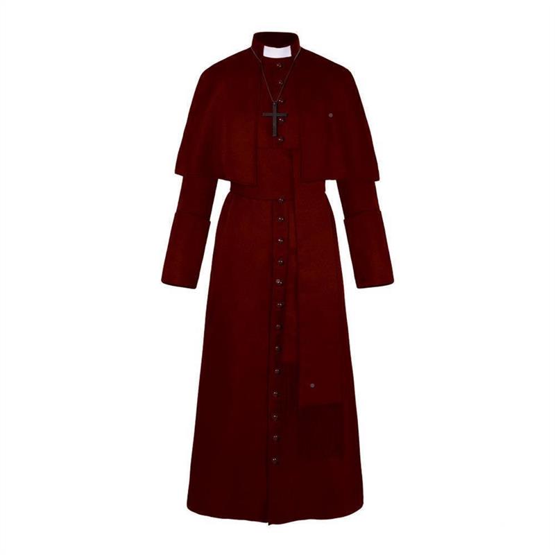 新品中世纪复古牧师演出服万圣节成人cos神父披肩长袍纯色修道院