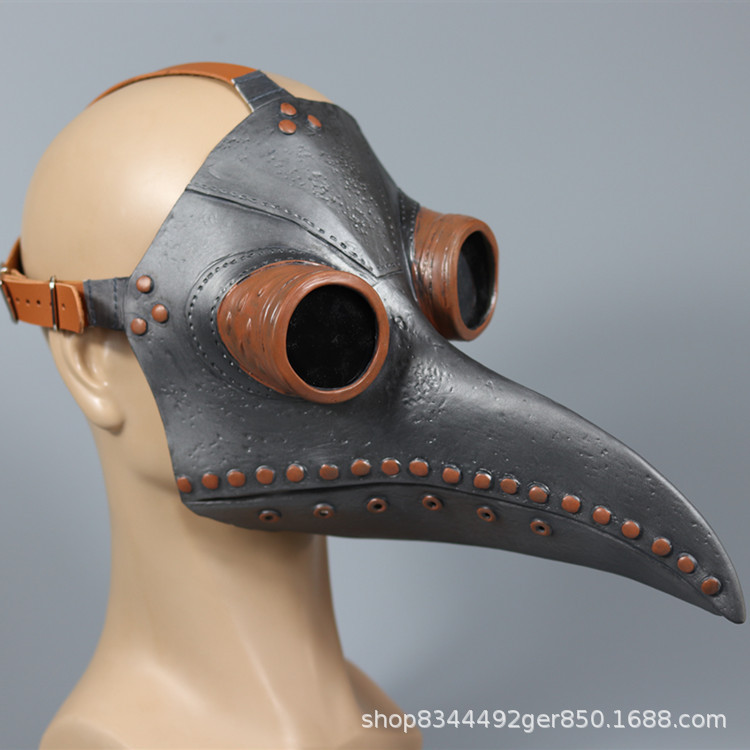 鸟嘴面具乌鸦头套瘟疫医生蒸汽朋克中世纪防护面罩COS长鸟嘴头套
