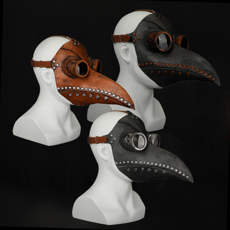 瘟疫医生乌鸦蒸汽朋克中世纪鸟嘴面具面罩长鸟嘴面具男女三款乳胶