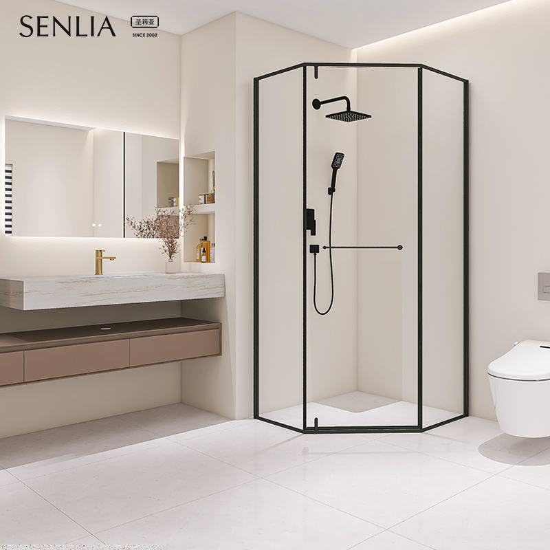 圣莉亚整体淋浴房钻石型推拉门极窄浴室家用卫生间玻璃门淋浴隔断
