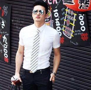 短袖衬衫衬衣男装修身型潮男正品时尚休闲品牌韩国绅士品质型男