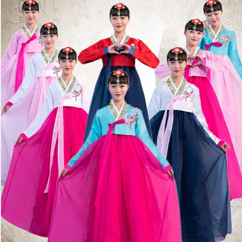韩国传统女士韩服女朝鲜族少数民族舞蹈表演出舞台服运动会女古装