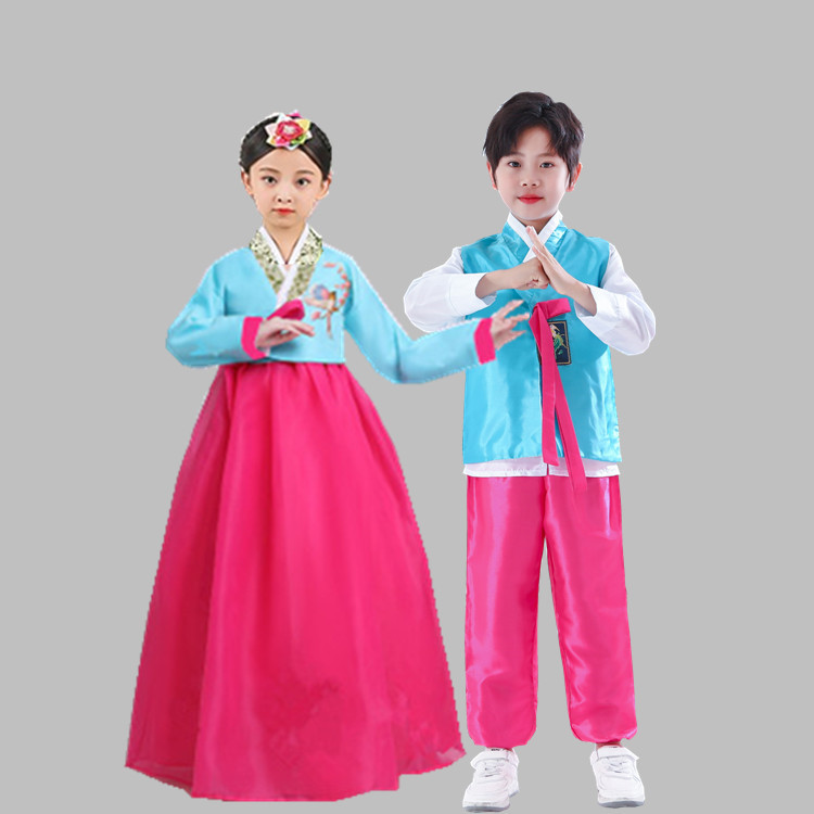 韩国小孩传统古装改良儿童女童韩服女宝宝童装朝鲜族元旦演出服装