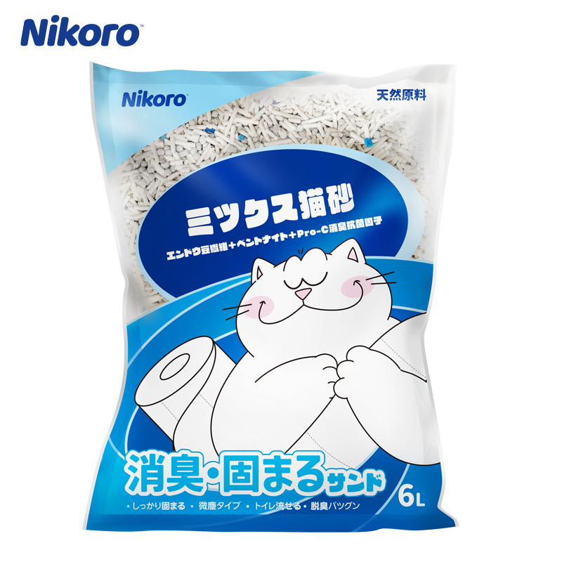 日本nikoro妮可露猫砂 除臭无粉尘6L混合猫砂抑菌结团快