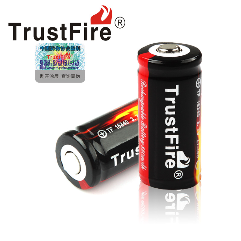 TrustFire16340手电筒可充电锂电池大容量880毫安3.7V云台激光瞄