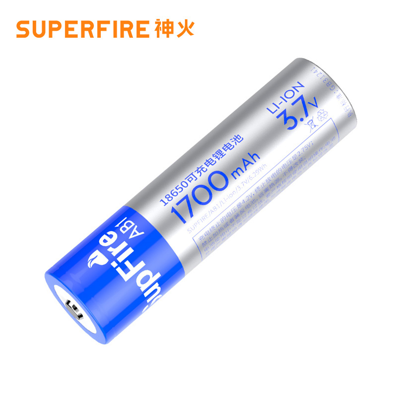 正品SupFire强光手电筒18650锂电池灰可充电3.7V带保护电路板包邮