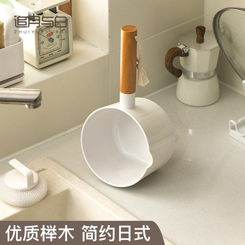 日式水瓢厨房舀水勺家用塑料创意加深厚水舀子水漂摔不破榉木勺子