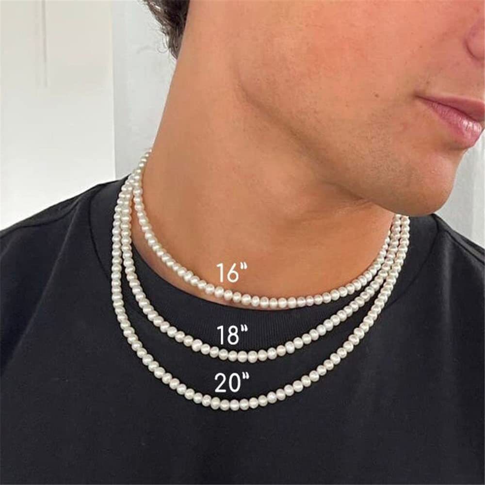 Pearl Necklace Men Simple Handmade Strand Bead Necklace  New