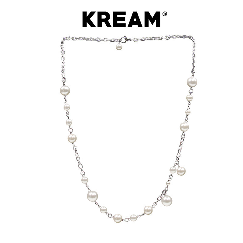 KREAM原创 Steel Pearl Necklace银贝珠珍珠项链男女嘻哈明星同款