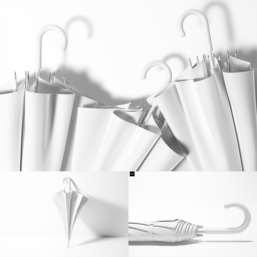 32款长柄伞雨伞遮阳伞印花图案设计素材PSD样机素材展示效果模板