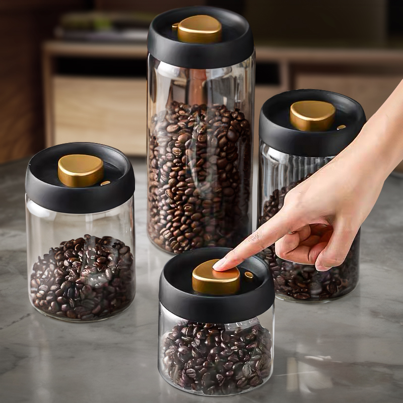 食品级咖啡豆保存罐真空玻璃密封罐储存罐咖啡粉茶叶收纳储物罐瓶