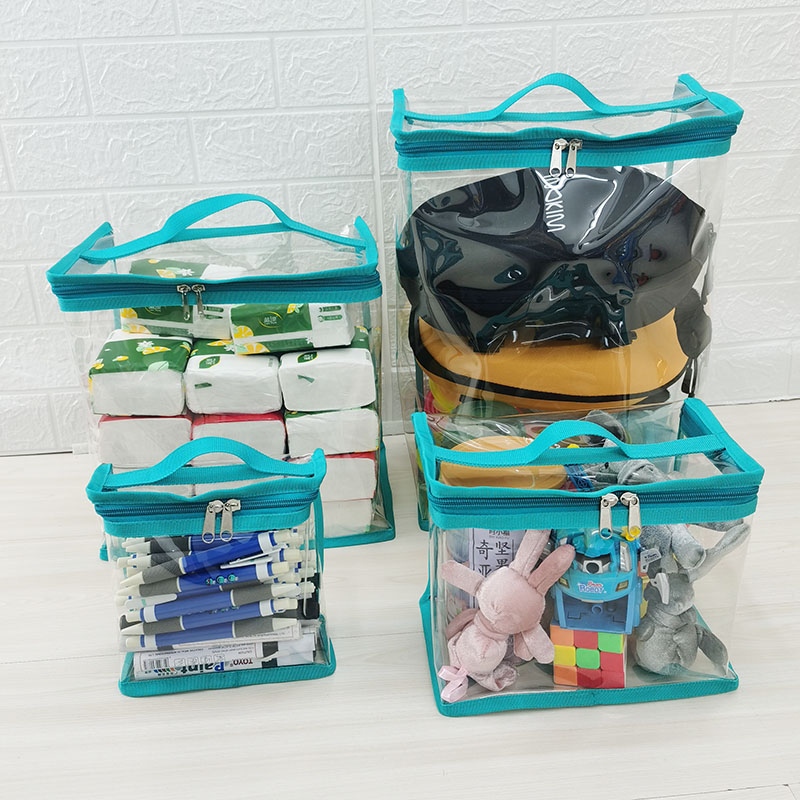 透明PVC收纳袋子儿童玩具整理储物水彩笔手提包包防潮尘衣物拉链
