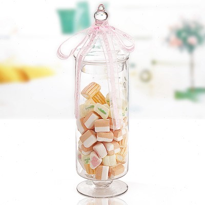 透明高脚玻璃  糖果罐储物罐  客厅装饰摆件  婚礼样板间布置三件