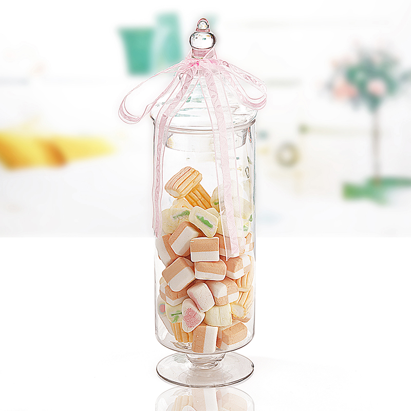 透明高脚玻璃  糖果罐储物罐  客厅装饰摆件  婚礼样板间布置三件