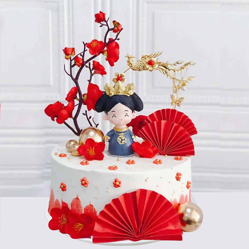 创意娘娘蛋糕宫廷皇后装饰摆件情景烘焙古代风网红凤钗甜品台插件