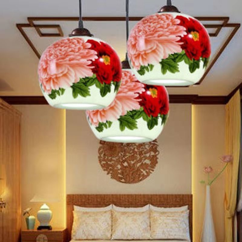 景德镇陶瓷灯具客厅卧室楼梯过道茶楼餐厅吊灯三头中式现代宫廷灯