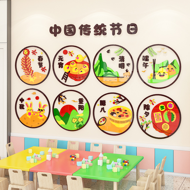 幼儿园中国传统节日墙贴环创主题墙教室文化环境布置走廊墙面装饰