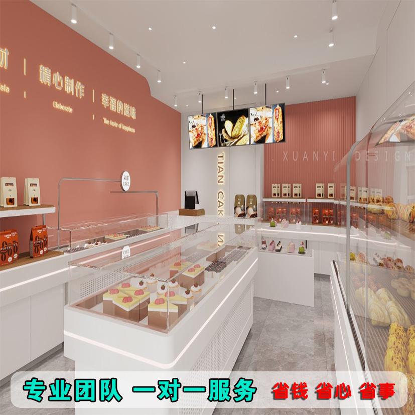 甜品店面包烘培蛋糕店3d全景图参考工装装饰装修设计效果图实景图