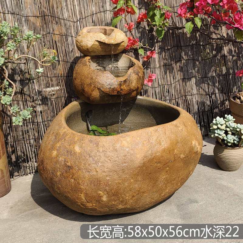 新品自然艺术原石叠层水景池居家入户花园石头造景小鱼缸圆润饱满